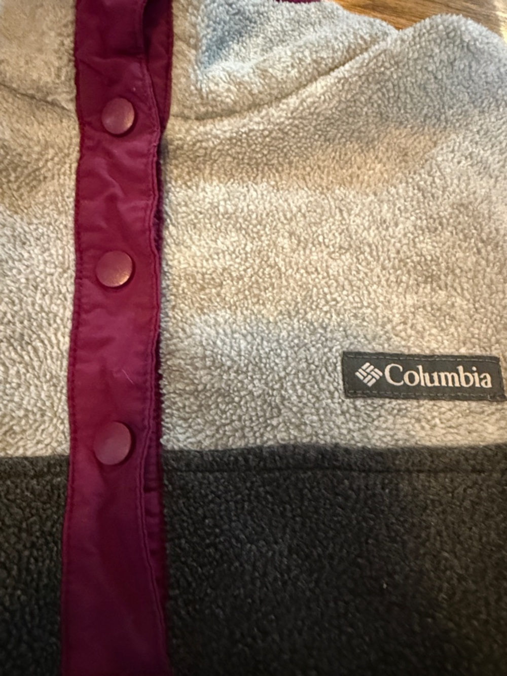 Columbia Two-Tone Fleece Pullover - Gray, Cream & Plum Accents - Picture 2 of 4